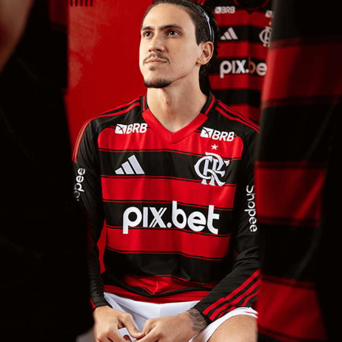 Camisa Flamengo Manga Longa 2025/26 Adidas Masculina - Vermelho e Preto