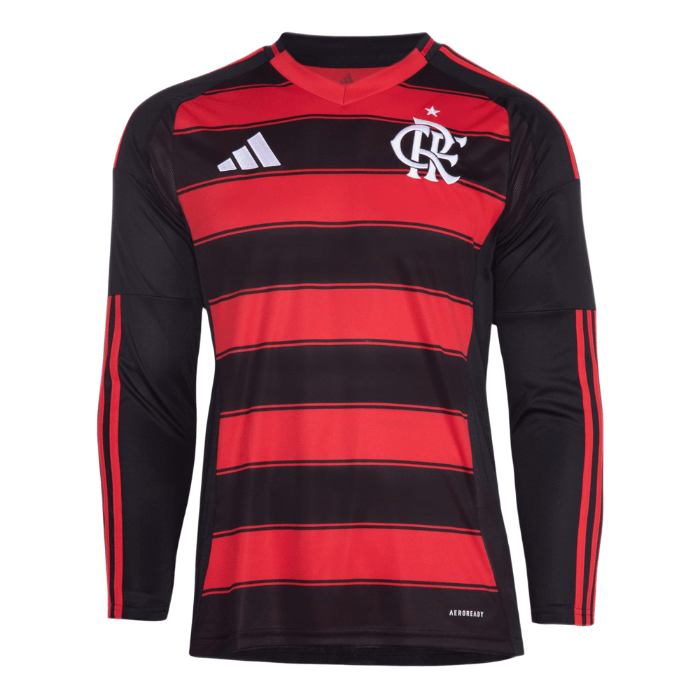 Camisa Flamengo Manga Longa 2025/26 Adidas Masculina - Vermelho e Preto